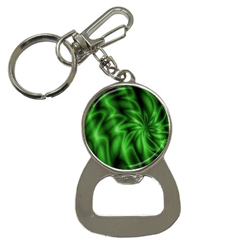 Green Swirl Bottle Opener Key Chain from ArtsNow.com Front