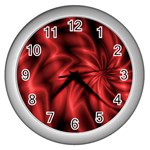 Red Swirl Wall Clock (Silver)