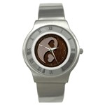 Leather-Look Yin Yang Stainless Steel Watch