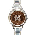 Leather-Look Canada Round Italian Charm Watch