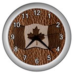 Leather-Look Canada Wall Clock (Silver)