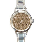 Leather-Look Ornament Round Italian Charm Watch