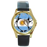 Argentina Round Gold Metal Watch