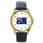Aust Flag Round Gold Metal Watch
