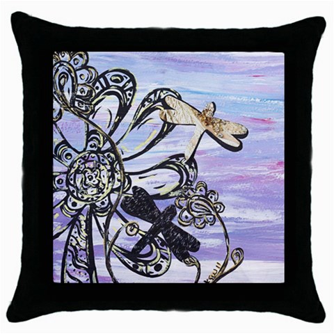 Dragonfly Sky Throw Pillow Case (Black) from ArtsNow.com Front