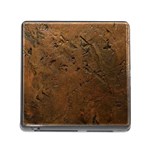 Brown Tooled Leather Memory Card Reader with Storage (Square)