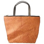 Brown Embossed Leather Texture Bucket Bag