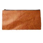 Brown Embossed Leather Texture Pencil Case