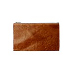 Brown Embossed Leather Texture Cosmetic Bag (Small)