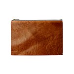 Brown Embossed Leather Texture Cosmetic Bag (Medium)