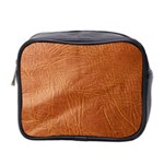 Brown Embossed Leather Texture Mini Toiletries Bag (Two Sides)