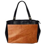 Brown Embossed Leather Texture Oversize Office Handbag (Two Sides)