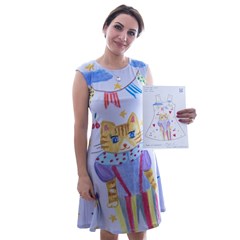 Cap Sleeve Midi Dress A4 Paper Drawing