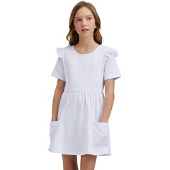 Kids  Frilly Sleeves Pocket Dress