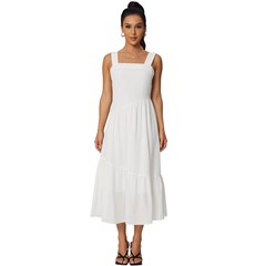 Square Neckline Tiered Midi Dress