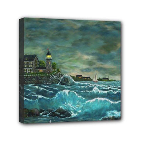 Sailing At Hobson s Lighthouse 2 By Ave Hurley Mini Canvas 6  x 6  (Stretched) from ArtsNow.com