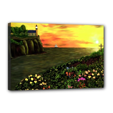 Eddies Sunset by Ave Cosgriff Hurley Canvas 18  x 12  (Stretched) from ArtsNow.com