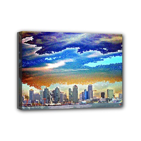 San Diego Skyline Mini Canvas 7  x 5  (Stretched) from ArtsNow.com