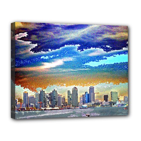San Diego Skyline Canvas 14  x 11  (Stretched) from ArtsNow.com