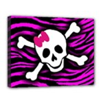 Pink Zebra Skull Canvas 14  x 11  (Stretched)