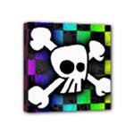 Checker Rainbow Skull Mini Canvas 4  x 4  (Stretched)