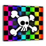 Checker Rainbow Skull Canvas 24  x 20  (Stretched)