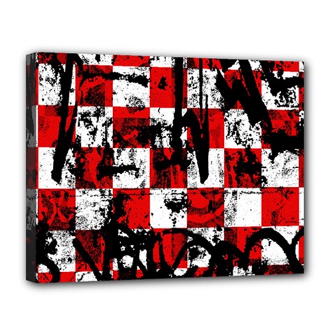 Emo Checker Graffiti Canvas 14  x 11  (Stretched) from ArtsNow.com