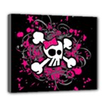 Girly Skull & Crossbones Deluxe Canvas 24  x 20  (Stretched)