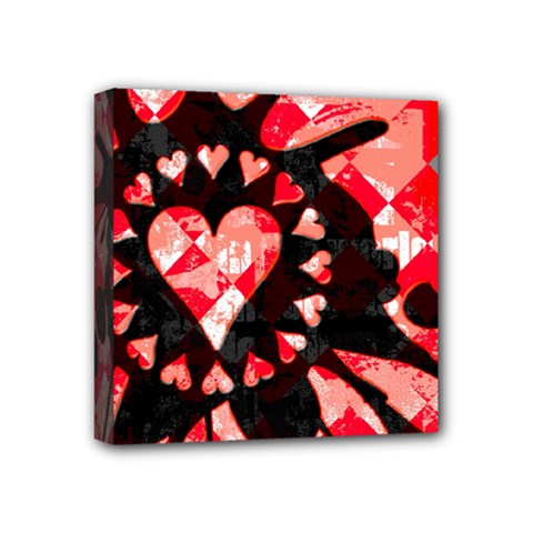 Love Heart Splatter Mini Canvas 4  x 4  (Stretched) from ArtsNow.com