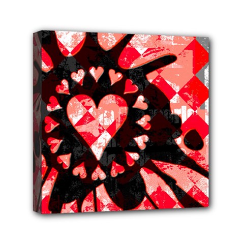 Love Heart Splatter Mini Canvas 6  x 6  (Stretched) from ArtsNow.com