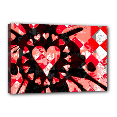 Love Heart Splatter Canvas 18  x 12  (Stretched) from ArtsNow.com