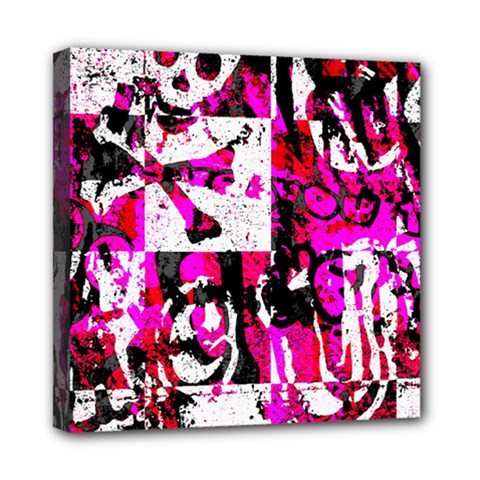 Pink Checker Graffiti Mini Canvas 8  x 8  (Stretched) from ArtsNow.com