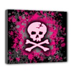 Pink Skull Star Splatter Deluxe Canvas 24  x 20  (Stretched)