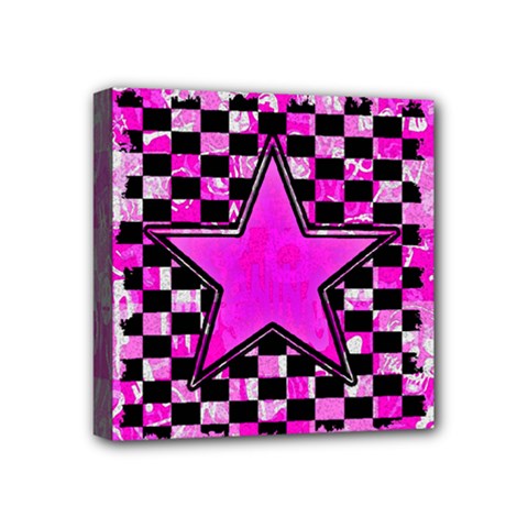 Pink Star Mini Canvas 4  x 4  (Stretched) from ArtsNow.com