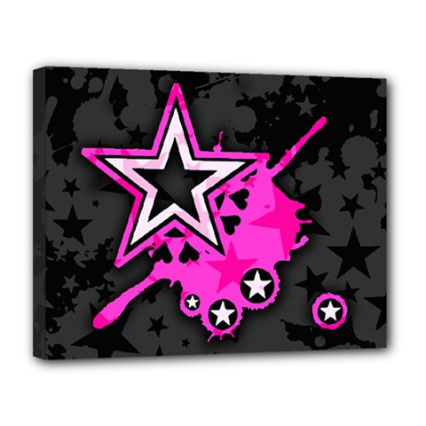 Pink Star Design Canvas 14  x 11  (Stretched) from ArtsNow.com