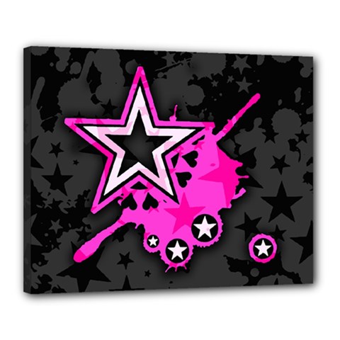 Pink Star Design Canvas 20  x 16  (Stretched) from ArtsNow.com