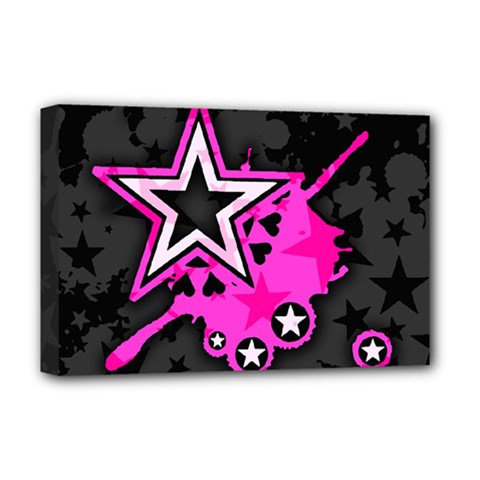 Pink Star Design Deluxe Canvas 18  x 12  (Stretched) from ArtsNow.com