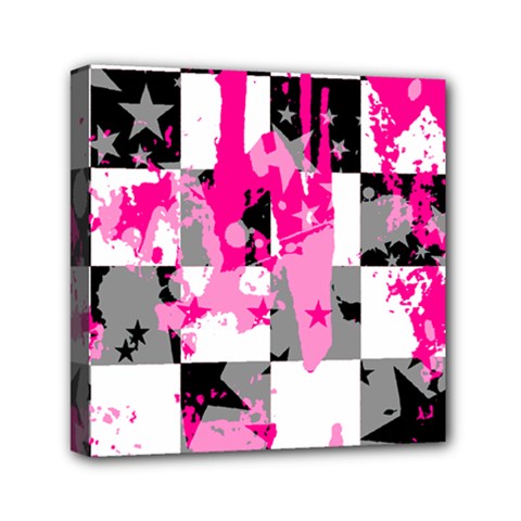 Pink Star Splatter Mini Canvas 6  x 6  (Stretched) from ArtsNow.com