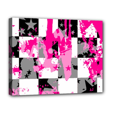 Pink Star Splatter Canvas 14  x 11  (Stretched) from ArtsNow.com