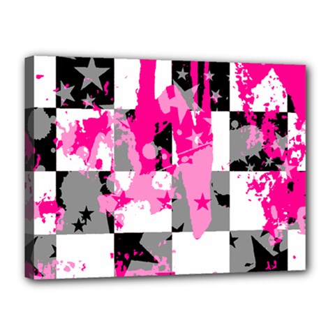 Pink Star Splatter Canvas 16  x 12  (Stretched) from ArtsNow.com