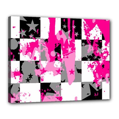 Pink Star Splatter Canvas 20  x 16  (Stretched) from ArtsNow.com