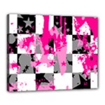 Pink Star Splatter Canvas 20  x 16  (Stretched)