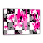 Pink Star Splatter Canvas 18  x 12  (Stretched)