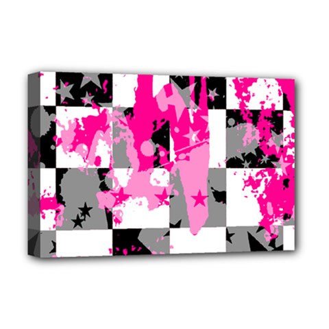 Pink Star Splatter Deluxe Canvas 18  x 12  (Stretched) from ArtsNow.com