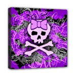 Purple Girly Skull Mini Canvas 8  x 8  (Stretched)