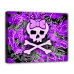 Purple Girly Skull Canvas 14  x 11  (Stretched)