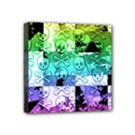 Rainbow Checker Skull Splatter Mini Canvas 4  x 4  (Stretched)