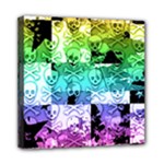 Rainbow Checker Skull Splatter Mini Canvas 8  x 8  (Stretched)