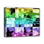 Rainbow Checker Skull Splatter Canvas 10  x 8  (Stretched)