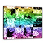 Rainbow Checker Skull Splatter Canvas 20  x 16  (Stretched)